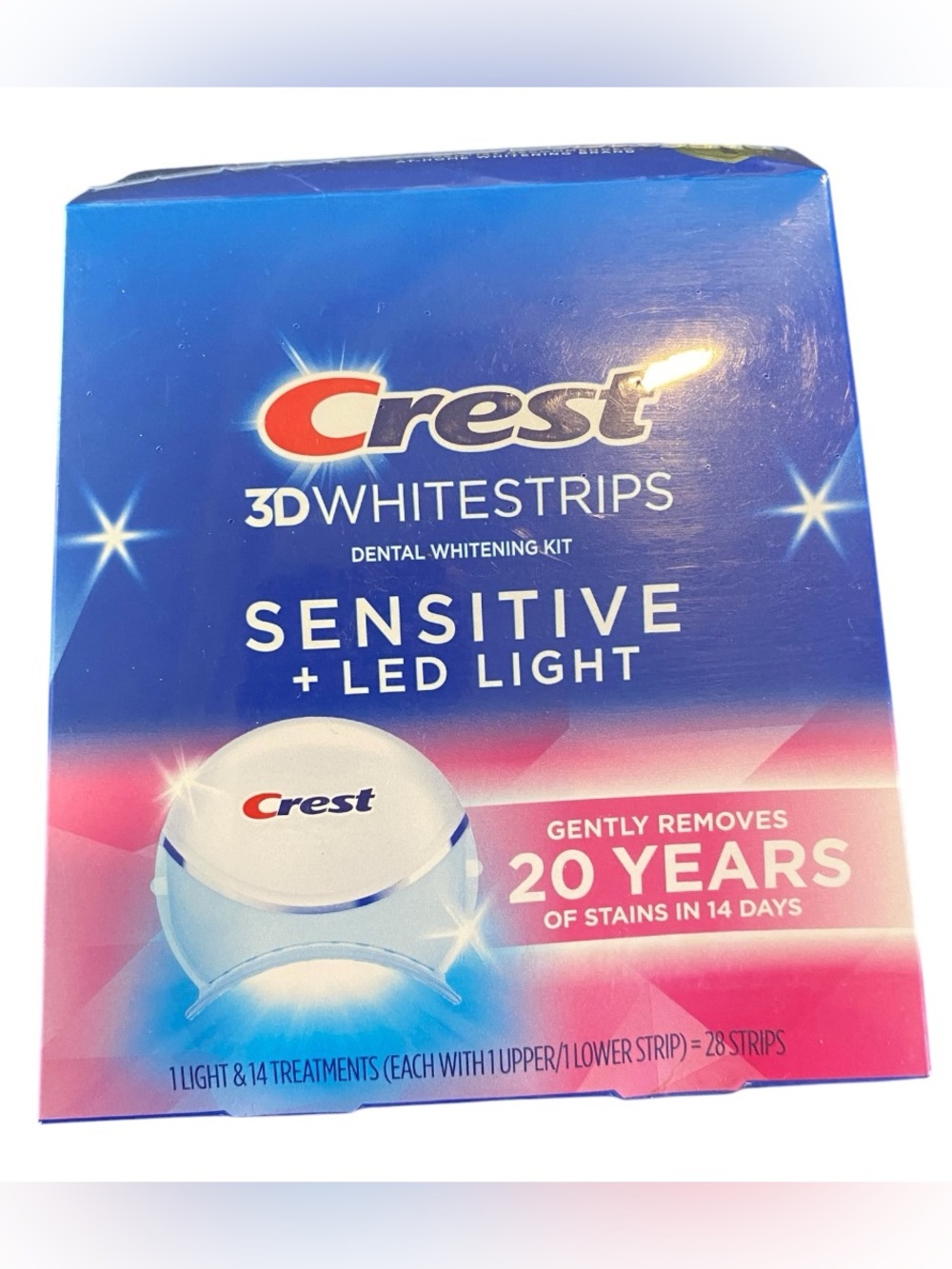 Crest 3D WhiteStrips Sensitive + LED Light Kit - Blue and Pink